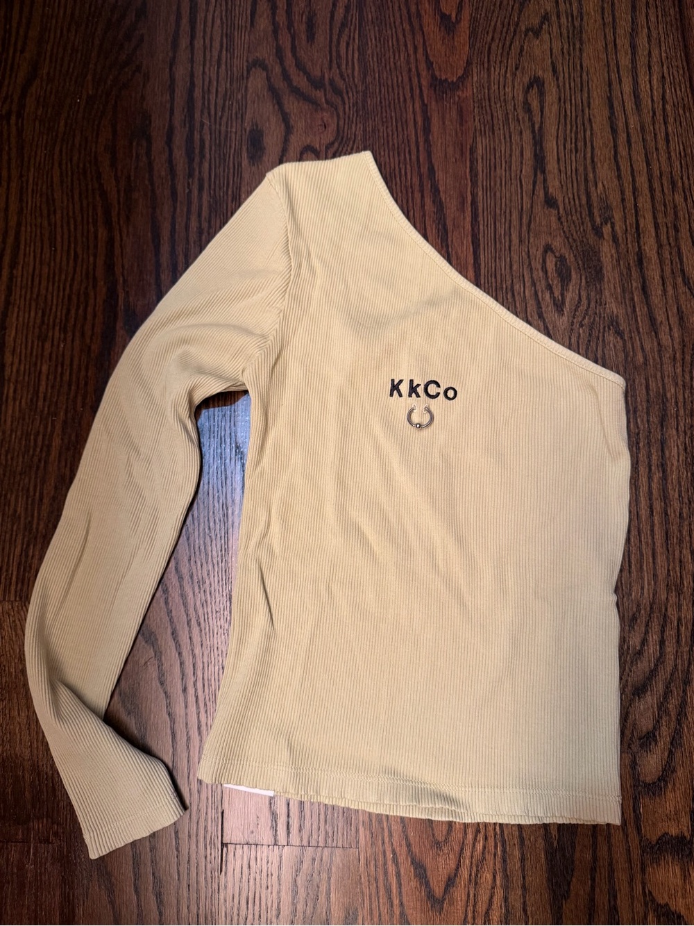 KkCo One-Shoulder Ribbed Top in Green S